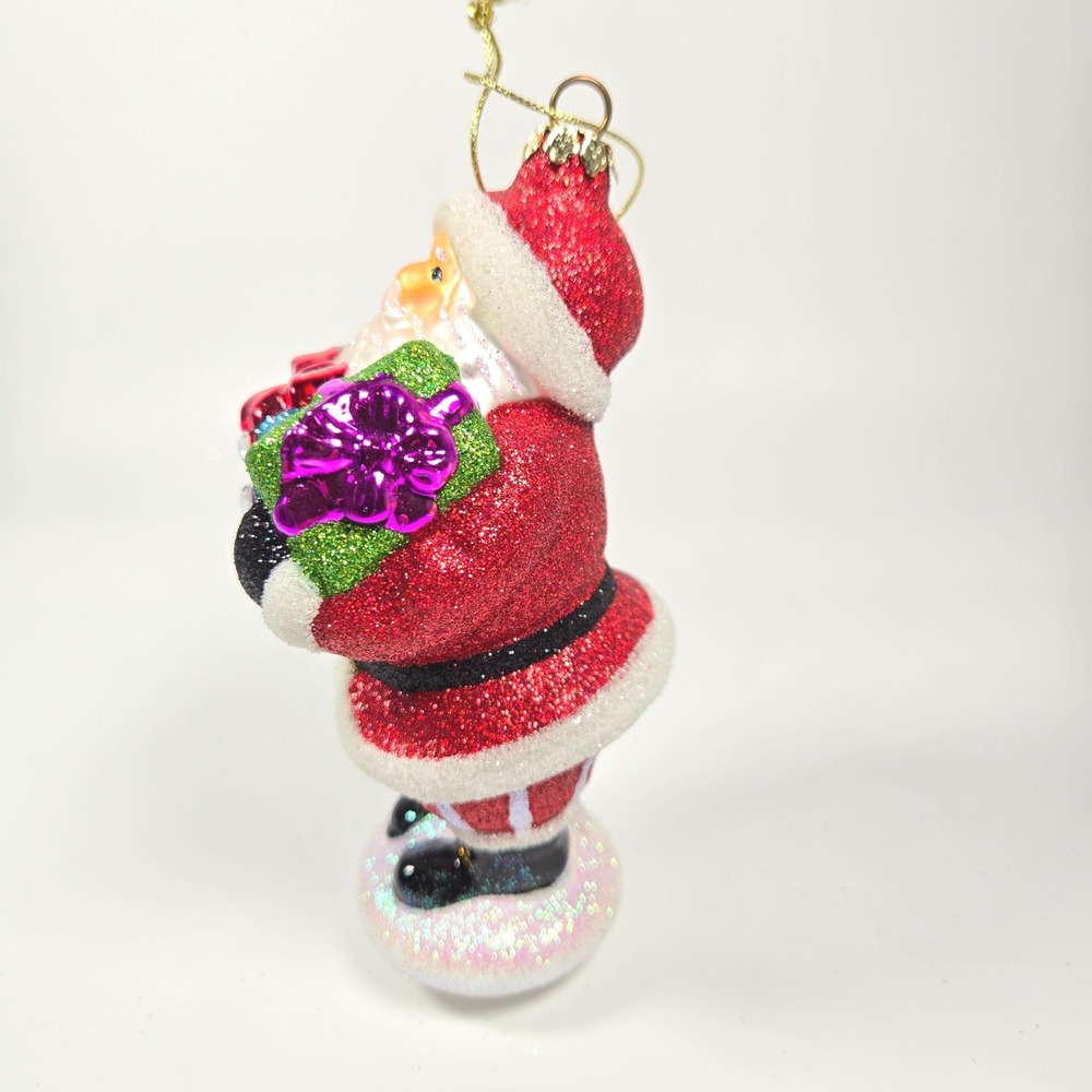 Nice Blown Glass Christmas Ornament Santa Glitter Sparkle Bejeweled‎ Costco - Picture 5 of 9